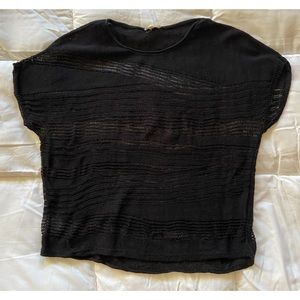 Eileen Fisher 1X Black Linen Knit Top EUC
